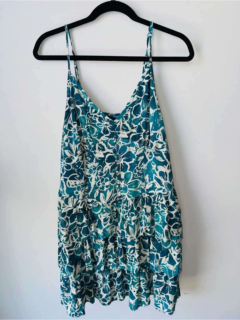 wild fable Teal and White Floral Tiered Sundress